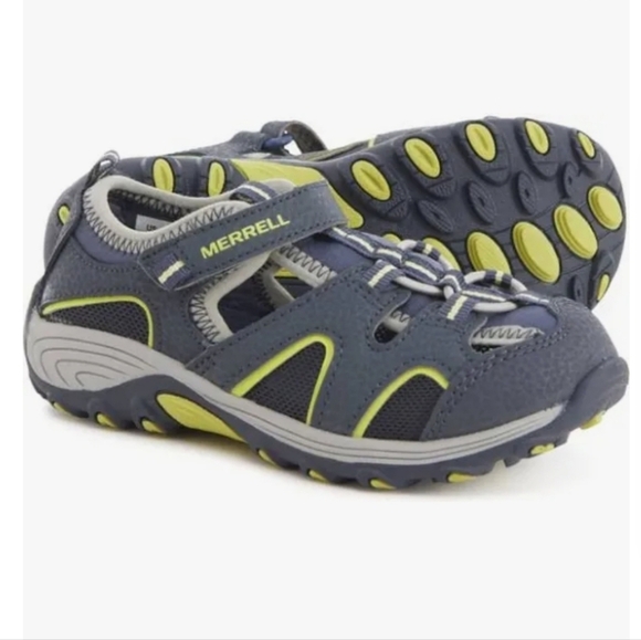 Merrell Hydro H20 Hiker Leather Blue and Lime Sandals - Picture 1 of 15